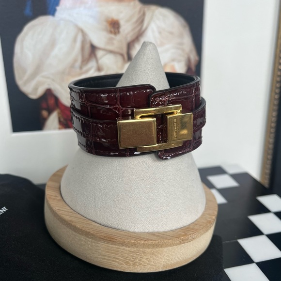 NWT Saint Laurent Faux Croc Patent Bracelet - Picture 1 of 8